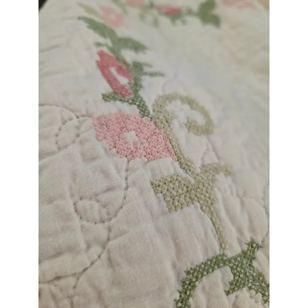 Lot 2 Vtg Pillow Cases Country Living Sewn Pink ROSES Floral Cottage Core